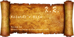 Koletár Rita névjegykártya