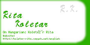 rita koletar business card